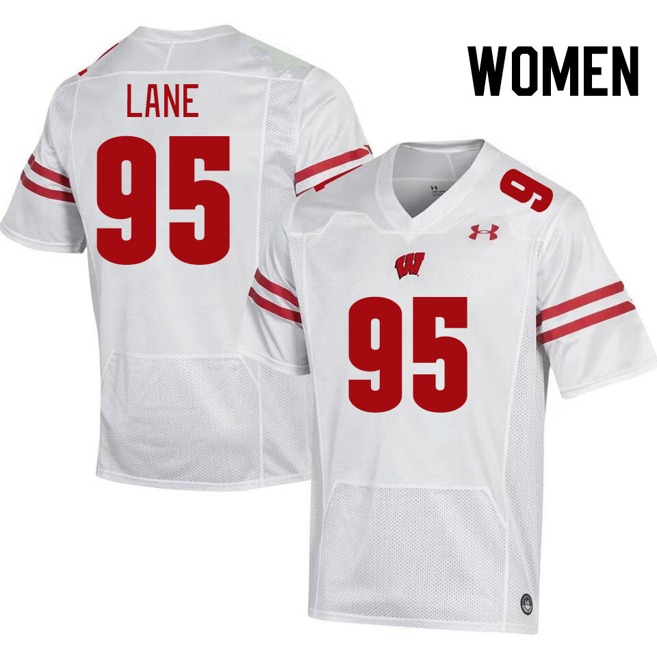 Women #95 Brandon Lane Wisconsin Badgers College Football Jerseys Stitched-White